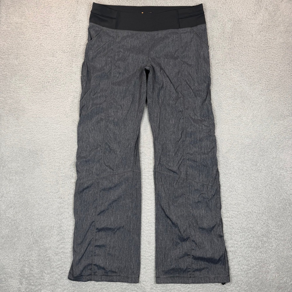 Lucy Womens Wide Leg Yoga Pants Charcoal Heather Gray Pockets Size L
